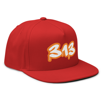 Detroit '313' Flat BIll Snapback (Orange Tag Font)