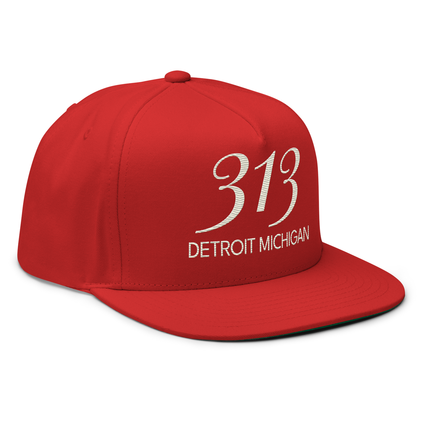 '313 Detroit Michigan' Snapback | 5-Panel - Ivory White