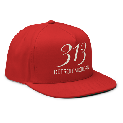 '313 Detroit Michigan' Snapback | 5-Panel - Ivory White