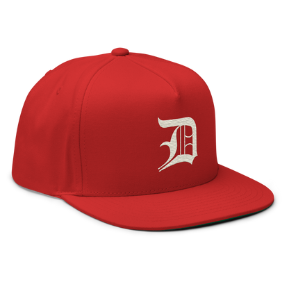 Detroit 'Old English D' Flat Bill Snapback (Ivory White)