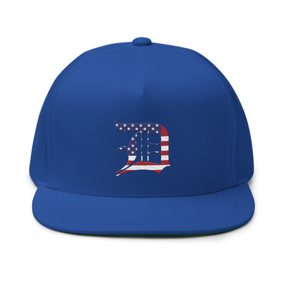 Detroit 'Old English D' Flat Bill Snapback (Patriotic Edition)