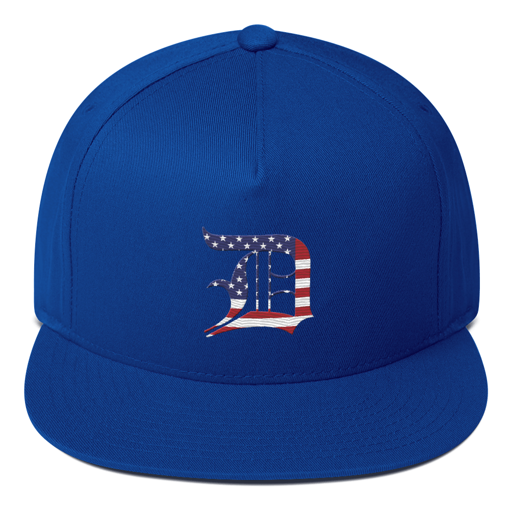 Detroit 'Old English D' Flat Bill Snapback (Patriotic Edition)