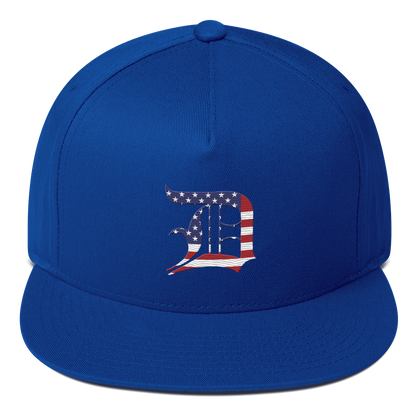 Detroit 'Old English D' Flat Bill Snapback (Patriotic Edition)