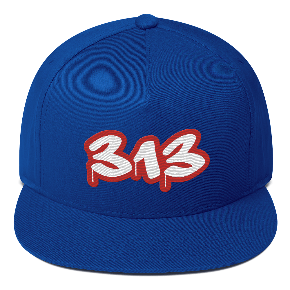 Detroit '313' Flat BIll Snapback (Aliform Red Tag Font)