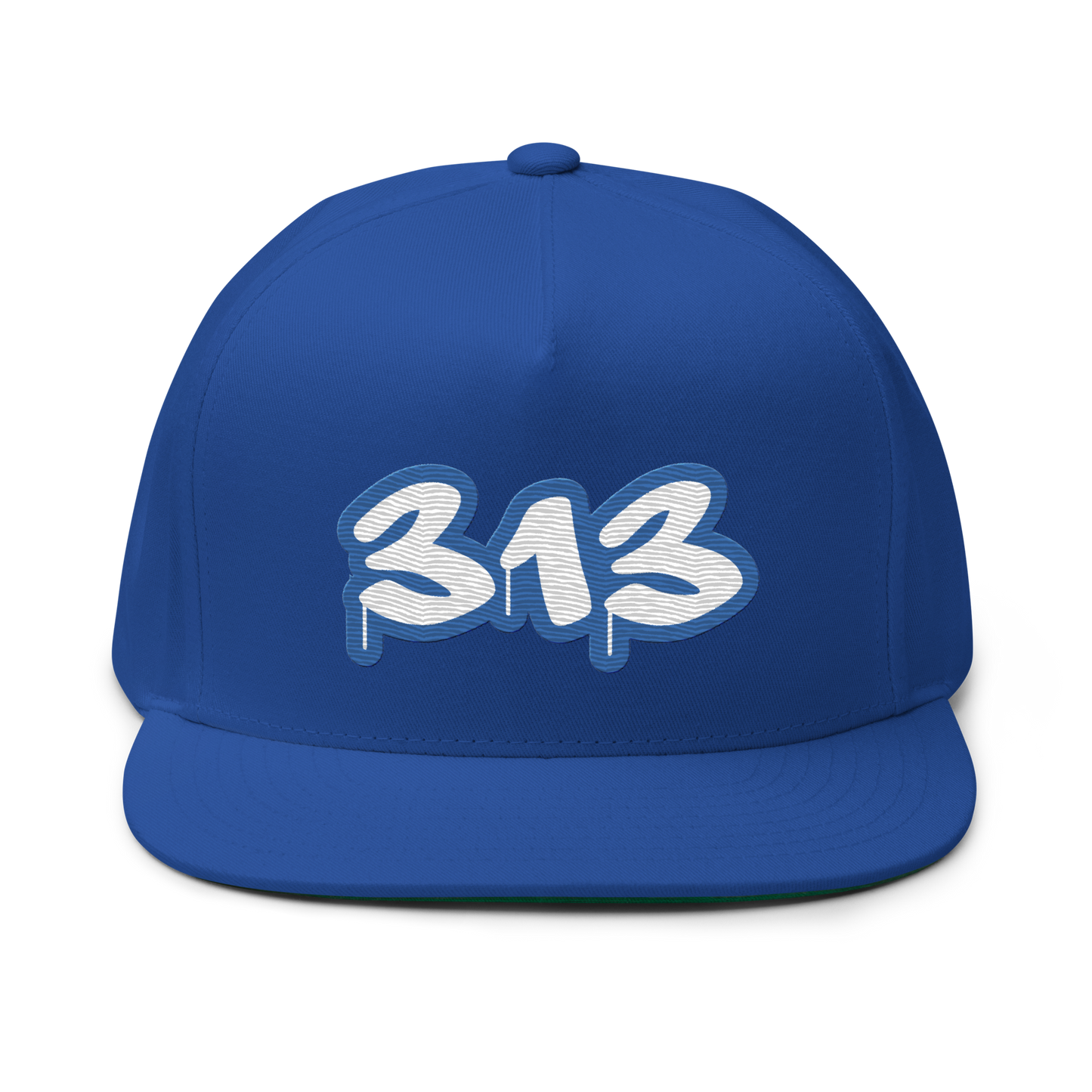 Detroit '313' Flat Bill Snapback (Motor Town Blue Tag Font)