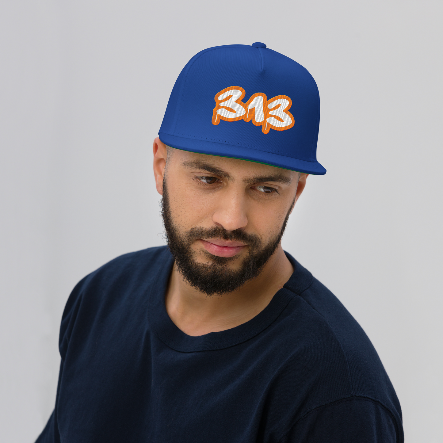 Detroit '313' Flat BIll Snapback (Orange Tag Font)