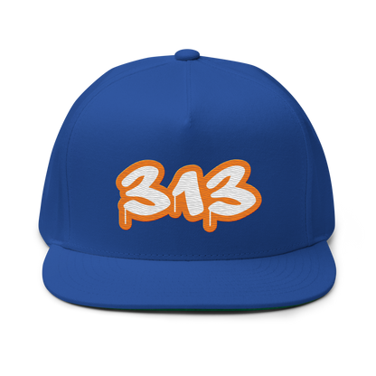 Detroit '313' Flat BIll Snapback (Orange Tag Font)