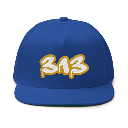 Detroit '313' Flat BIll Snapback (Gold Tag Font)