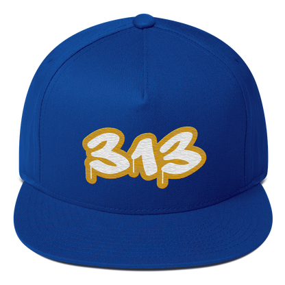 Detroit '313' Flat BIll Snapback (Gold Tag Font)