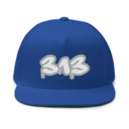 Detroit '313' Flat BIll Snapback (Silver Tag Font)