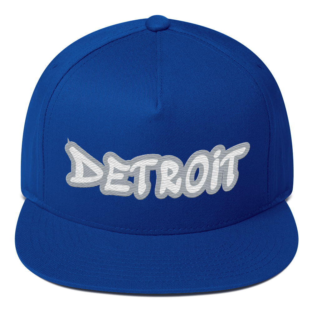 'Detroit' Flat Bill Snapback (Silver Tag Font)