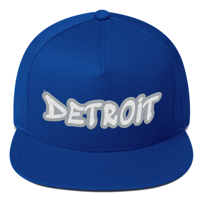 'Detroit' Flat Bill Snapback (Silver Tag Font)