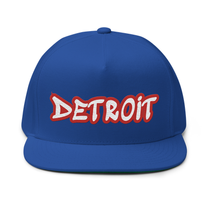 'Detroit' Flat Bill Snapback (Aliform Red Tag Font)