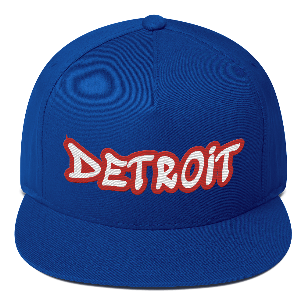 'Detroit' Flat Bill Snapback (Aliform Red Tag Font)