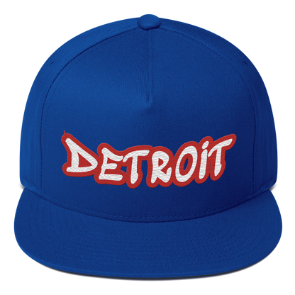 'Detroit' Flat Bill Snapback (Aliform Red Tag Font)