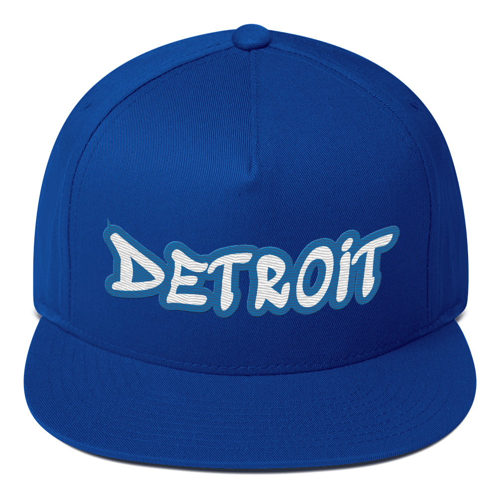 'Detroit' Flat Bill Snapback (Azure Tag Font)