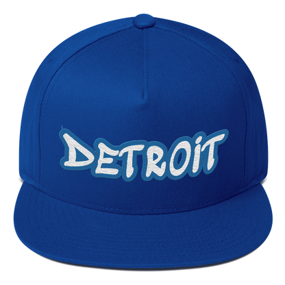 'Detroit' Flat Bill Snapback (Azure Tag Font)