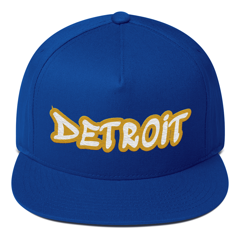 'Detroit' Flat Bill Snapback (Gold Tag Font)