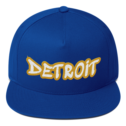 'Detroit' Flat Bill Snapback (Gold Tag Font)