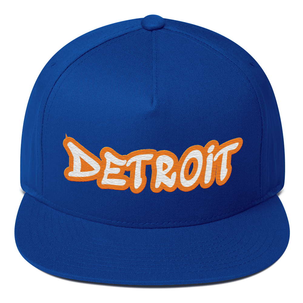 'Detroit' Flat Bill Snapback (Orange Tag Font)