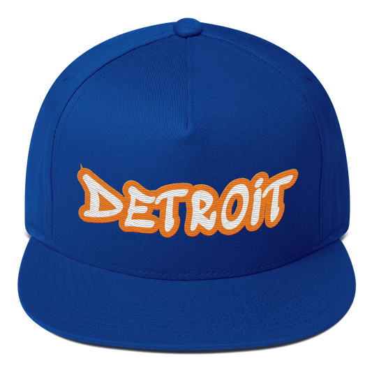 'Detroit' Flat Bill Snapback (Orange Tag Font)