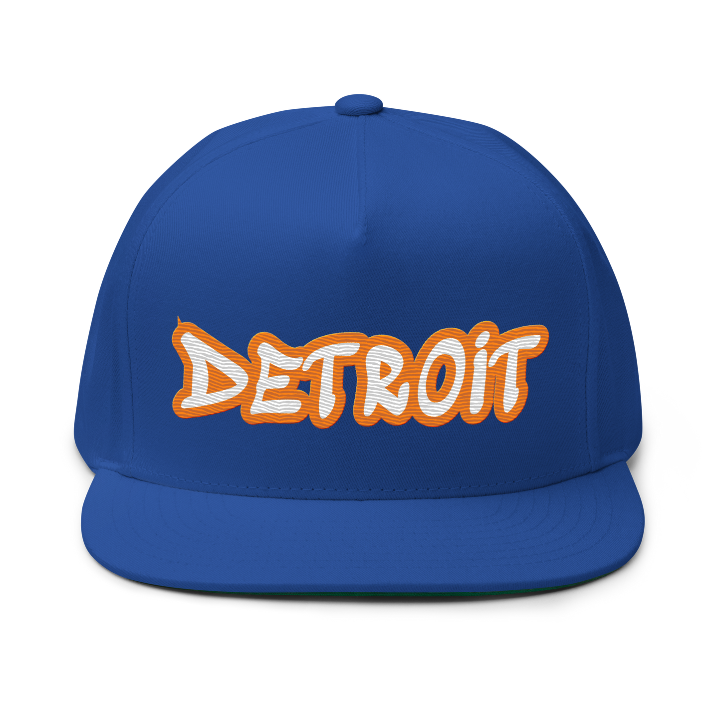 'Detroit' Flat Bill Snapback (Orange Tag Font)