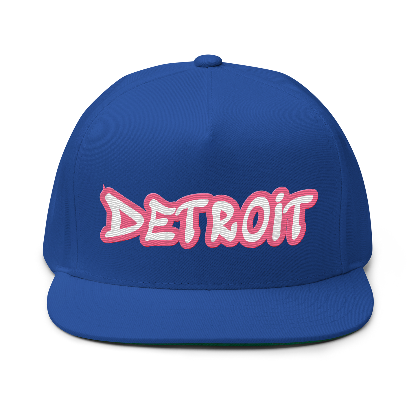 'Detroit' Flat Bill Snapback (Rhodochrosite Pink Tag Font)