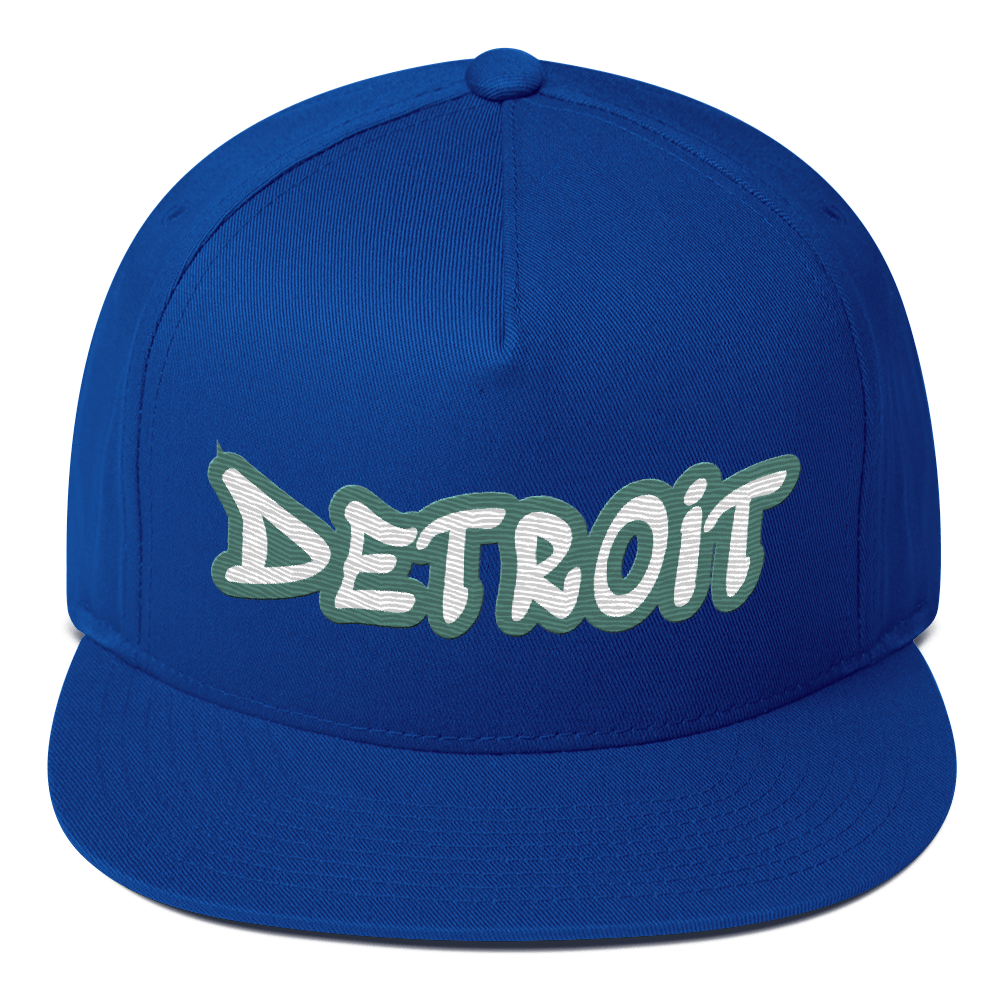 'Detroit' Flat Bill Snapback (Copper Green Tag Font)