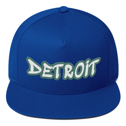 'Detroit' Flat Bill Snapback (Copper Green Tag Font)