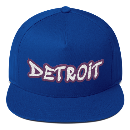 'Detroit' Flat Bill Snapback (Plum Tag Font)