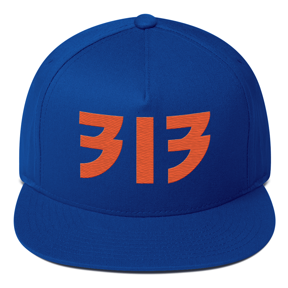 Detroit '313' Snapback (Glam Font) | 5-Panel - Orange