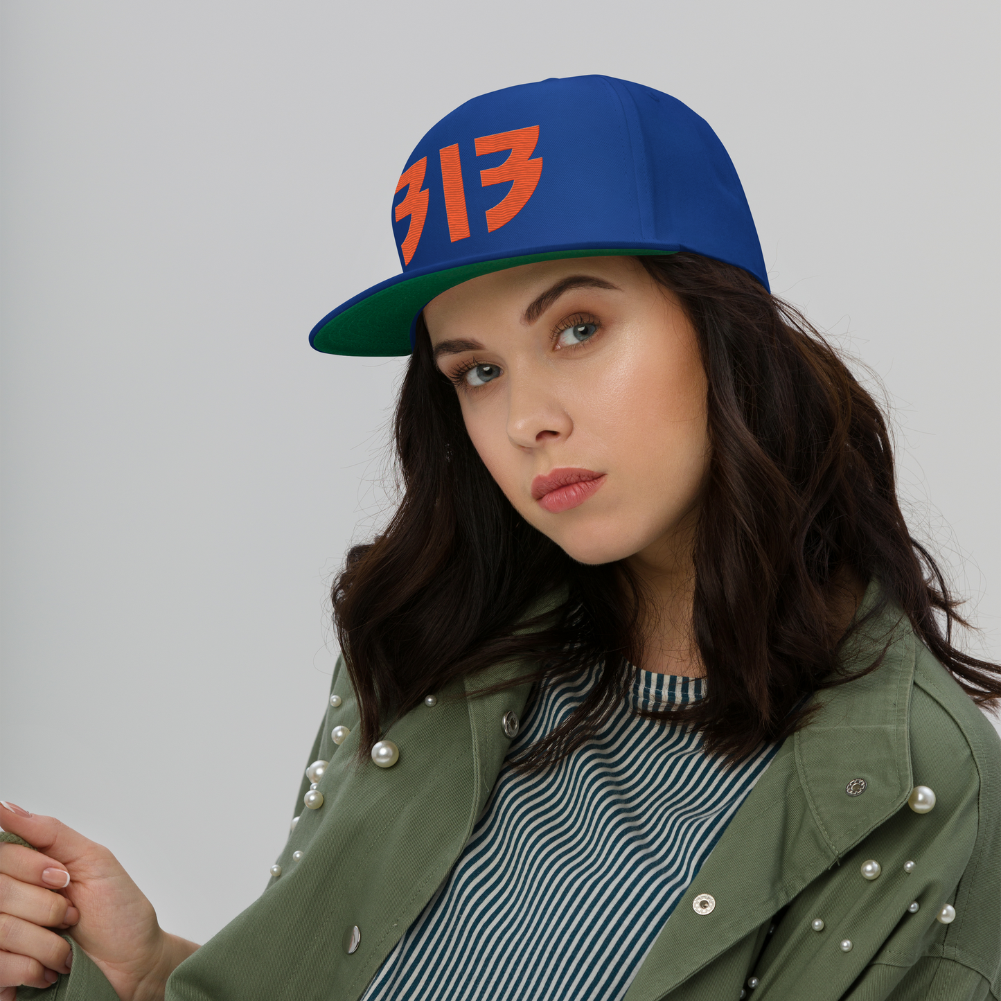 Detroit '313' Snapback (Glam Font) | 5-Panel - Orange