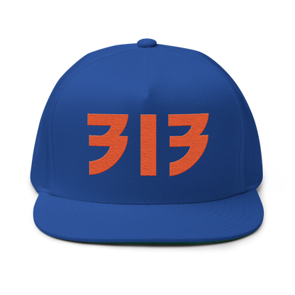 Detroit '313' Snapback (Glam Font) | 5-Panel - Orange