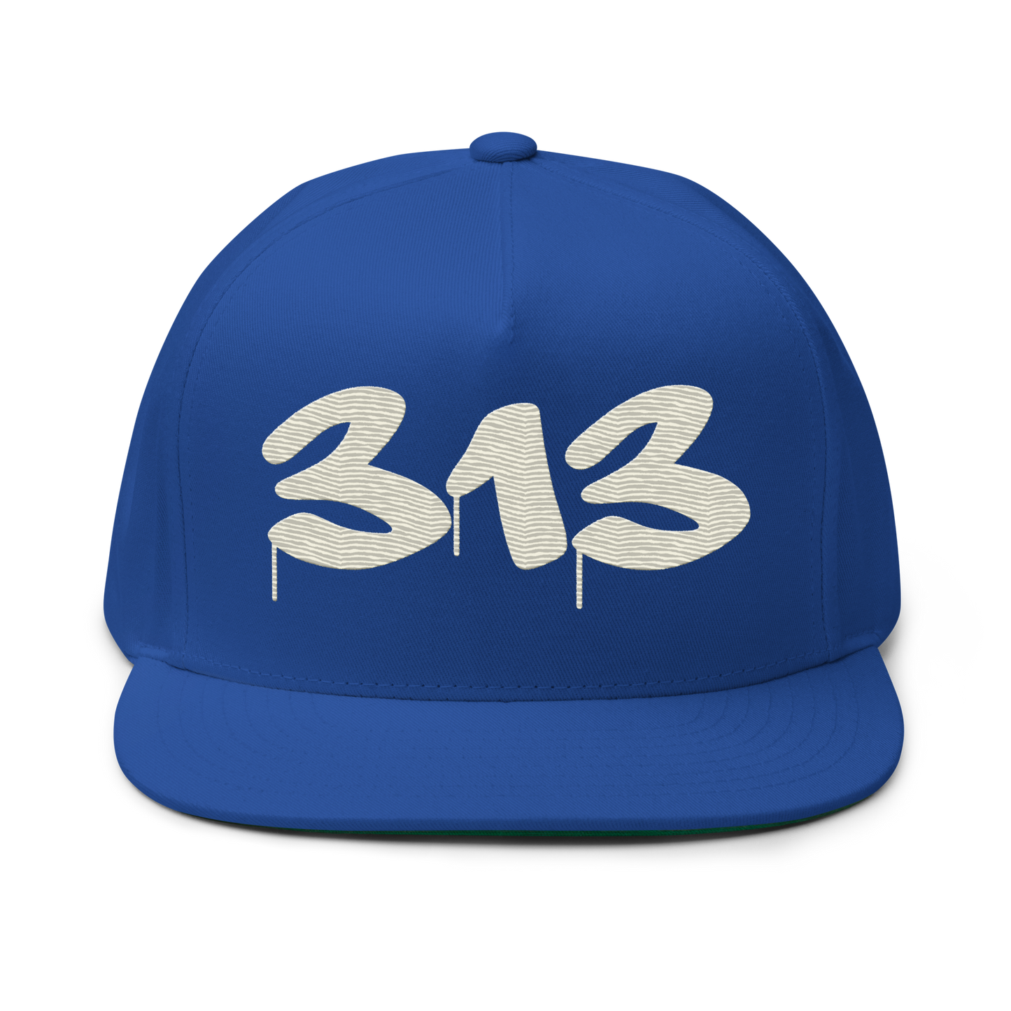 Detroit '313' Snapback (Tag Font) | 5-Panel - Ivory White