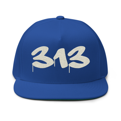 Detroit '313' Snapback (Tag Font) | 5-Panel - Ivory White