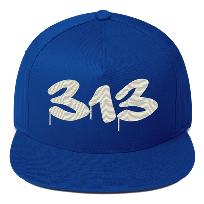 Detroit '313' Snapback (Tag Font) | 5-Panel - Ivory White