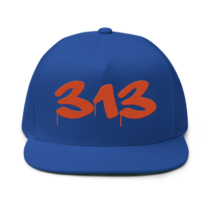 Detroit '313' Snapback (Tag Font) | 5-Panel - Maple Leaf Orange