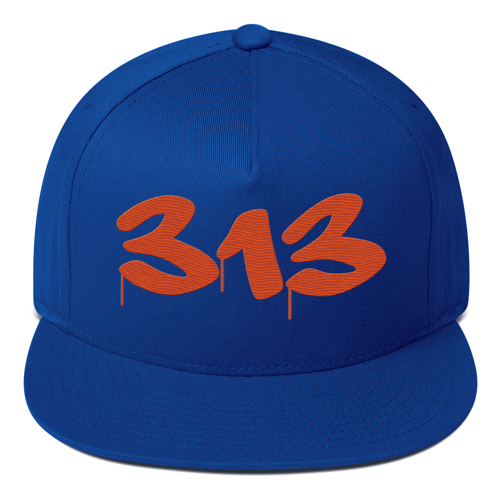 Detroit '313' Snapback (Tag Font) | 5-Panel - Maple Leaf Orange