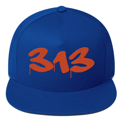 Detroit '313' Snapback (Tag Font) | 5-Panel - Maple Leaf Orange