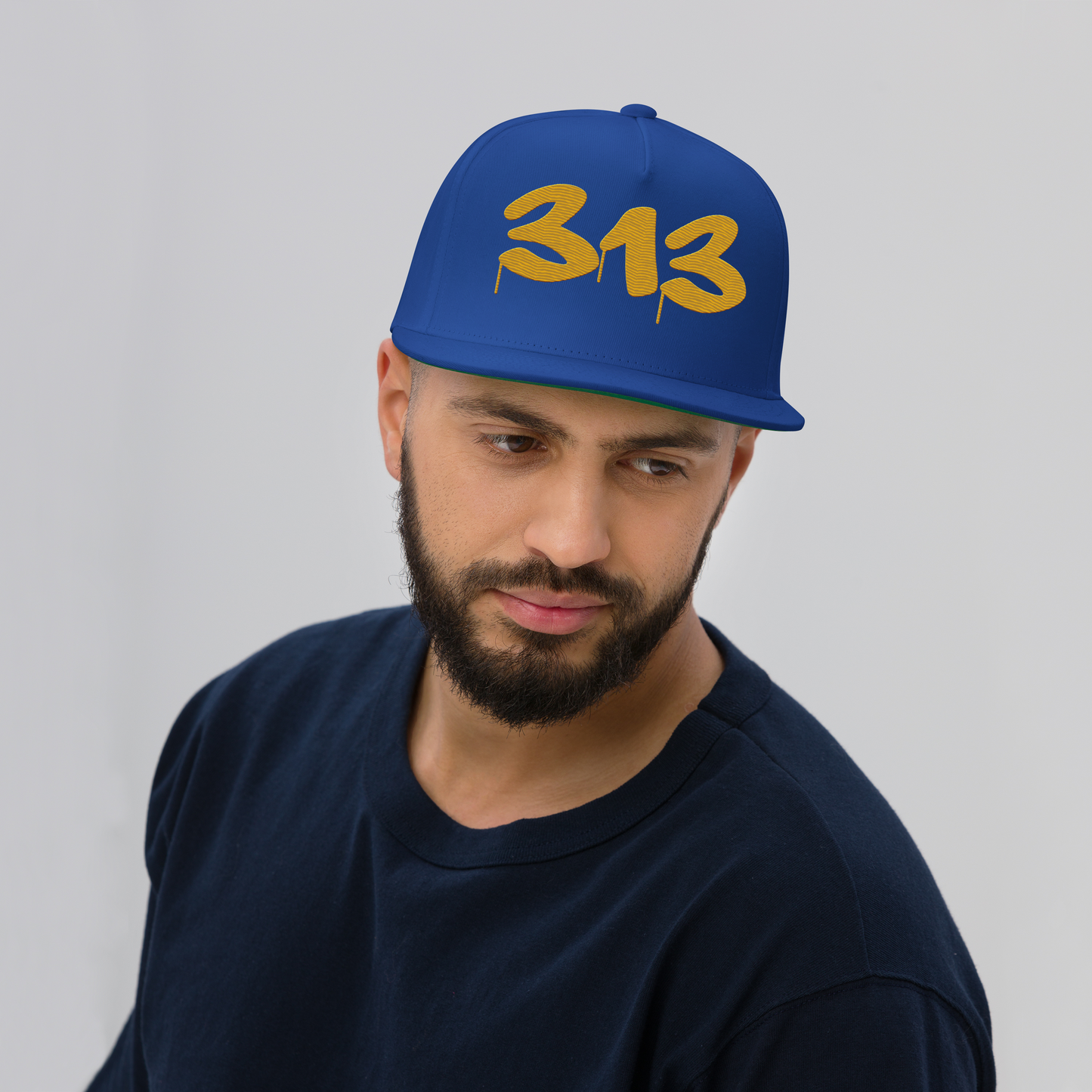 Detroit '313' Snapback (Tag Font) | 5-Panel - Gold