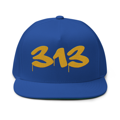 Detroit '313' Snapback (Tag Font) | 5-Panel - Gold