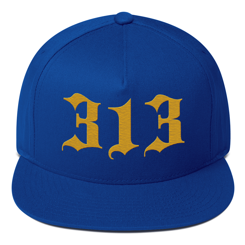 Detroit '313' Snapback (Old English Font) | 5-Panel - Gold