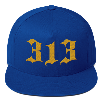 Detroit '313' Snapback (Old English Font) | 5-Panel - Gold