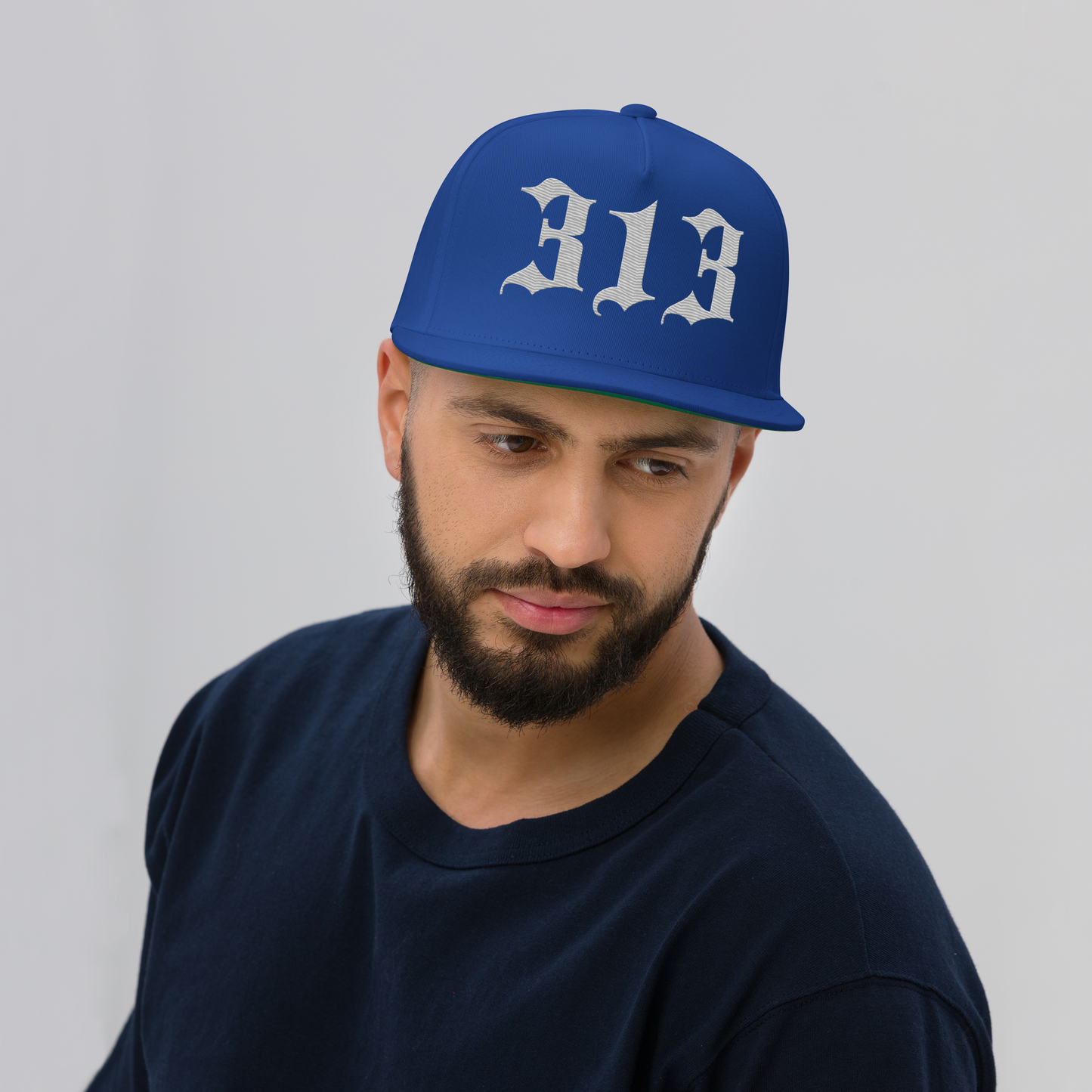 Detroit '313' Snapback (Old English Font) | 5-Panel - Platinum