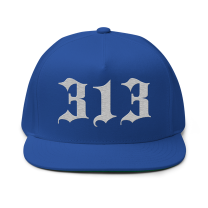 Detroit '313' Snapback (Old English Font) | 5-Panel - Platinum