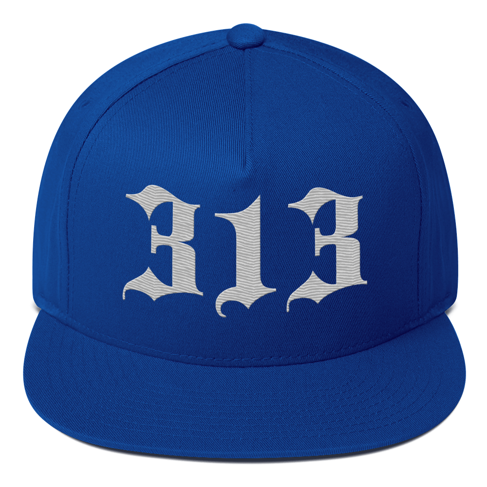 Detroit '313' Snapback (Old English Font) | 5-Panel - Platinum