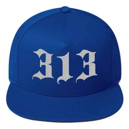 Detroit '313' Snapback (Old English Font) | 5-Panel - Platinum