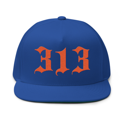 Detroit '313' Snapback (Old English Font) | 5-Panel - Orange