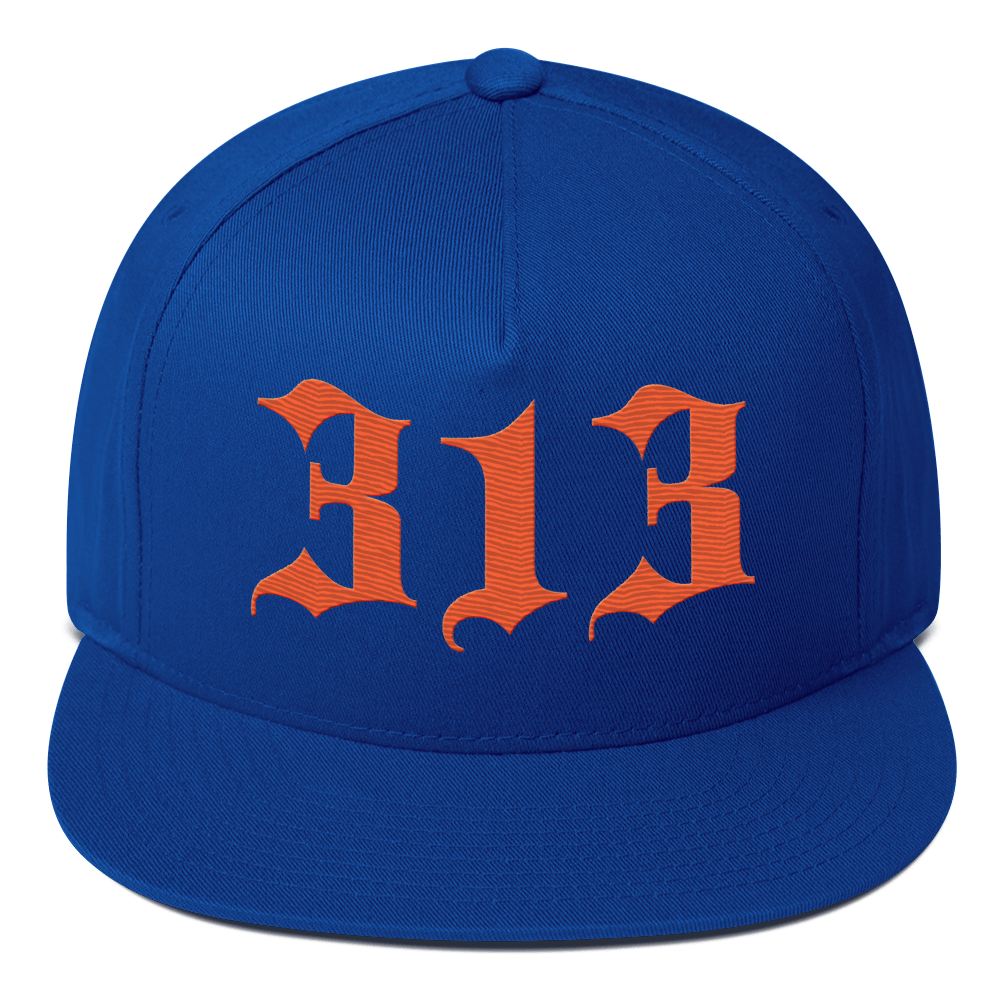 Detroit '313' Snapback (Old English Font) | 5-Panel - Orange