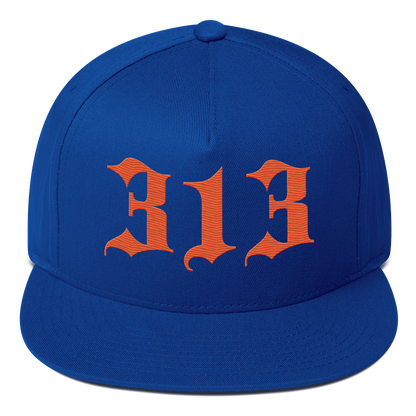 Detroit '313' Snapback (Old English Font) | 5-Panel - Orange